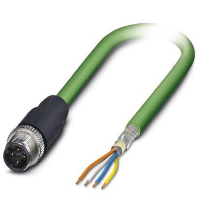 Phoenix Contact, 2m Cat5, Green M12 to Male Unterminated, Shielded Shielded, Terminated [1416197]; 255-8794