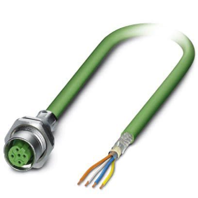 Phoenix Contact, 2m Cat5, Green M12 to Female Unterminated, Shielded Shielded, Terminated [1416209]; 255-8796