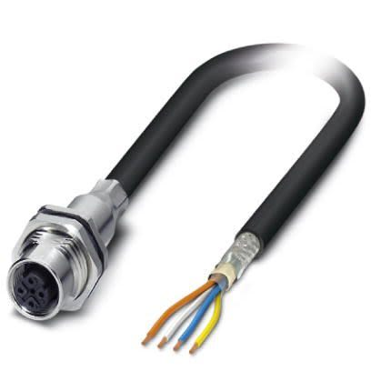 Phoenix Contact Cat5, Black M12 to Female Unterminated, Shielded Shielded, Terminated [1416578]; 255-8820