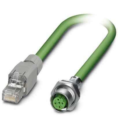Phoenix Contact, 2m Cat5, Green M12 to Female RJ45, Shielded Shielded, Terminated [1419146]; 255-8830
