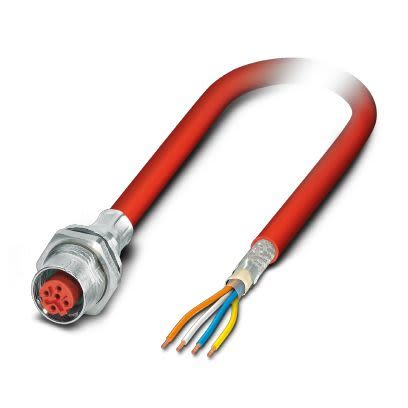 Phoenix Contact, 5m Cat5, Red M12 to Female Unterminated, Shielded Shielded, Terminated [1419156]; 255-8835