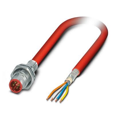 Phoenix Contact, 500mm Cat5, Red M12 to Male Unterminated, Shielded Shielded, Terminated [1419160]; 255-8839