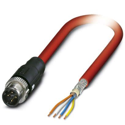 Phoenix Contact, 2m Cat5, Red M12 to Male Unterminated, Shielded Shielded, Terminated [1419172]; 255-8843