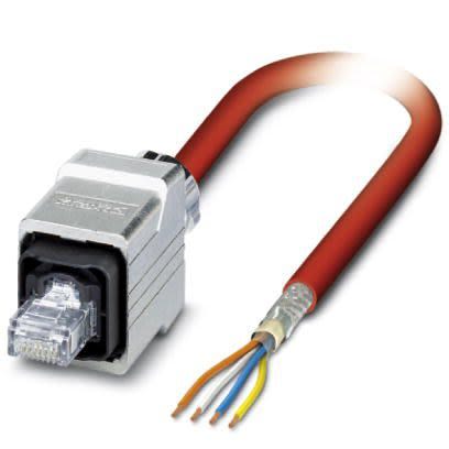 Phoenix Contact, 5m Cat5, Red RJ45 to Male Unterminated, Shielded Shielded, Terminated [1419174]; 255-8845