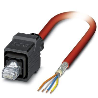Phoenix Contact, 5m Cat5, Red RJ45 to Male Unterminated, Shielded Shielded, Terminated [1419175]; 255-8846