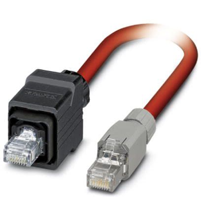 Phoenix Contact, 5m Cat5, Red RJ45 to Male RJ45, Shielded Shielded, Terminated [1419179]; 255-8849