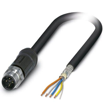 Phoenix Contact, 5m Cat5, Black M12 to Male Unterminated, Shielded Shielded, Terminated [1454215]; 255-8857