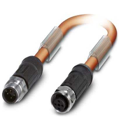 Phoenix Contact Straight Male M12 to Female M12 Bus Cable, 2m [1431283]; 255-9750