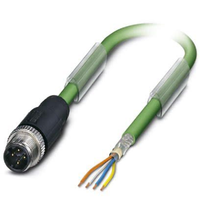 Phoenix Contact, 10m Cat5, Green M12 to Male Unterminated Shielded, Terminated [1524323]; 255-9896