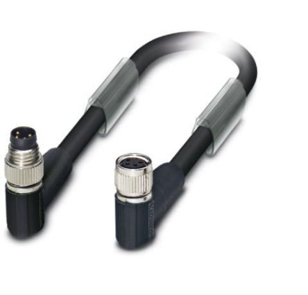 Phoenix Contact Right Angle Female M8 to Male M8 Bus Cable, 130mm [1550957]; 255-9941