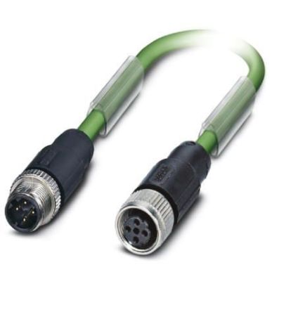 Phoenix Contact, 2m Cat5, Green M12 to Male M12 Female Shielded, Terminated [1553938]; 255-9957