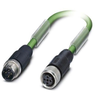 Phoenix Contact, 5m Cat5, Green M12 to Male M12 Female Shielded, Terminated [1553941]; 255-9959