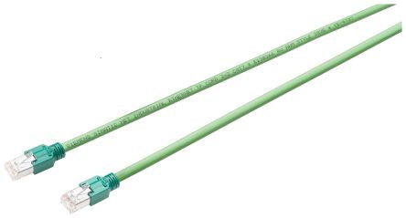 Siemens, 500mm Cat5, Green RJ45 to RJ45, Copper Braid, Plastic Laminated Aluminium Foil Shielded, Terminated PVC Sheath [6XV18502HE50]; 256-0930