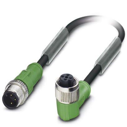 Phoenix Contact Male M12 to Right Angle Female M12 Sensor Actuator Cable, 300mm [1668399]; 256-1486