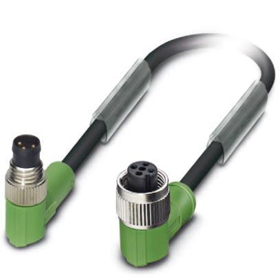 Phoenix Contact Male M8 to Right Angle Female M12 Sensor Actuator Cable, 300mm [1682427]; 256-1509