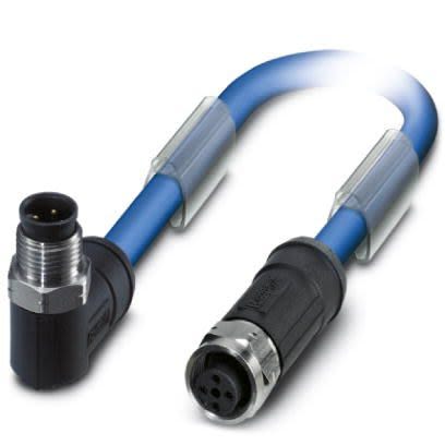 Phoenix Contact Right Angle Male M12 to Straight Female M12 Bus Cable, 1m [1419112]; 256-1845