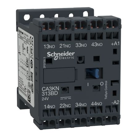 Schneider Electric Control Relay 2 NO + 2NC, 10 A Contact Rating, 3 W, 24 V dc, TeSys [CA3KN313BD]; 256-4088