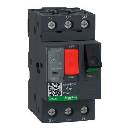 Schneider Electric 0.25 → 0.4 A TeSys Motor Protection Circuit Breaker, 690 V [GV2ME036]; 256-4151