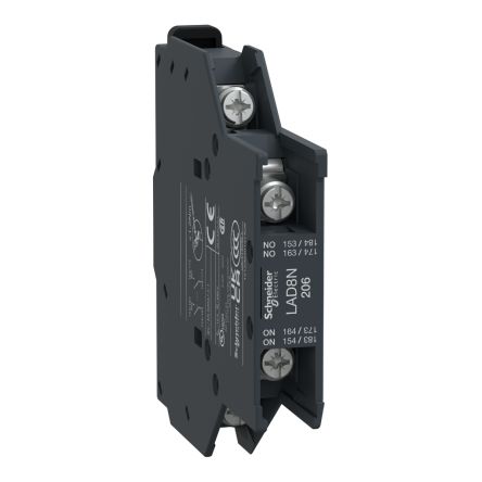 Schneider Electric Auxiliary Contact Block, 2 Contact, 2NO, Side Mount, TeSys LADN [LAD8N206]; 256-4219