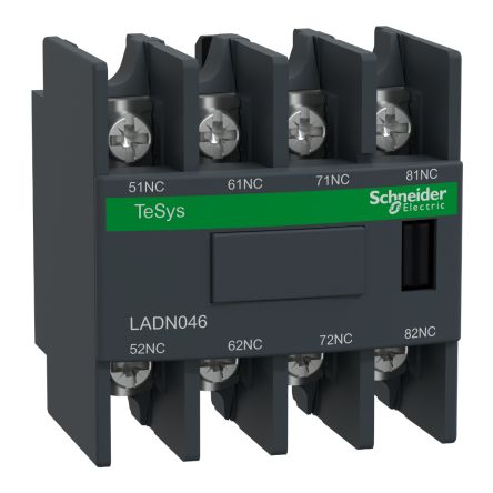 Schneider Electric Auxiliary Contact Block, 4 Contact, 4NC, Front Mount, TeSys LADN [LADN046]; 256-4223