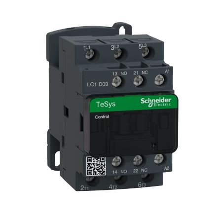 Schneider Electric TeSys D LC1D Contactor, 60 V Coil, 3-Pole, 9 A, 1 NO + 1 NC [LC1D09EE7]; 256-4259