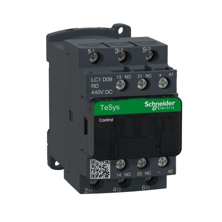 Schneider Electric TeSys D LC1D Contactor, 440 V Coil, 3-Pole, 9 A, 5.5 kW, 1 NO + 1 NC [LC1D09RD]; 256-4261