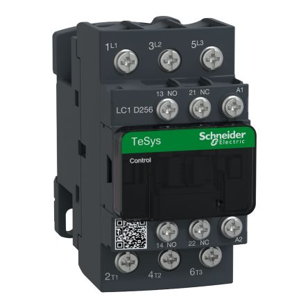 Schneider Electric TeSys D LC1D Contactor, 220 V Coil, 3-Pole, 25 A, 1 NO + 1 NC [LC1D256M7]; 256-4326