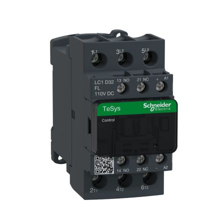 Schneider Electric TeSys D LC1D Contactor, 3-Pole, 32 A, 1 NO + 1 NC [LC1D32FL]; 256-4345