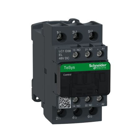 Schneider Electric TeSys D LC1D Contactor, 48 V Coil, 3-Pole, 38 A, 1 NO + 1 NC [LC1D38EL]; 256-4357