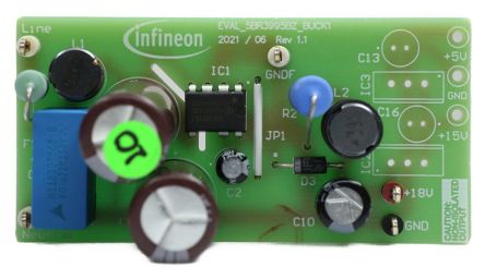 Infineon EVAL_5BR3995BZ_BUCK1 Buck Converter for CoolSET ICE5BR3995BZ for Auxiliary Power Supplies, Industrial drives [EVAL5BR3995BZBUCK1TOBO1]; 256-4709