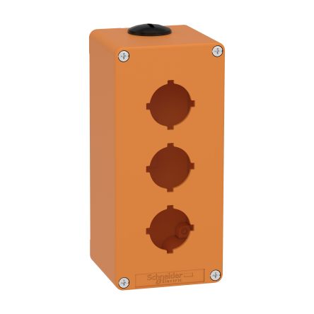 Schneider Electric Orange Die Cast Zinc XAPO Empty Control Station - 3 Hole 30mm Diameter [XAPO3603]; 256-4838