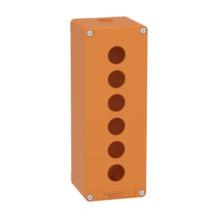 Schneider Electric Orange Die Cast Zinc XAPO Empty Control Station - 6 Hole 22mm Diameter [XAPO4506]; 256-4839