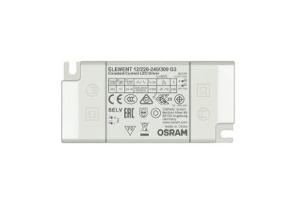 Osram LED Driver, 24 → 42V Output, 12.6W Output, 150 → 1050mA Output, Constant Current [ELEMENT-12/220-240/300-G3]; 256-5084