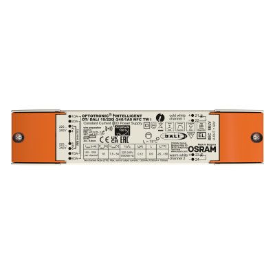 Osram LED Driver, 7.5 → 54V Output, 18W Output, 150 → 1050mA Output, Constant Current Dimmable [OTi-DALI-15/220-240/1A0-NFC-TW-I]; 256-5096
