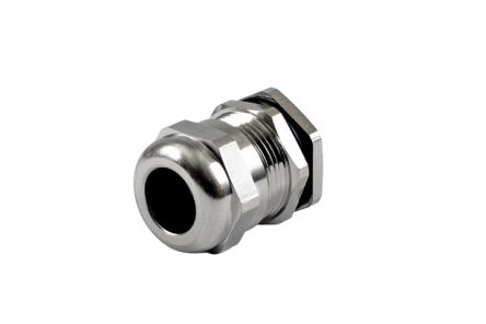 Hammond 1427BCG Series Grey Nickel Plated Brass Cable Gland, M12 Thread, 3mm min., 7mm max., IP68 [1427BCGM12]; 256-5541