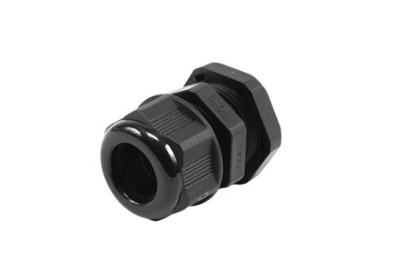 Hammond 1427NCG Series Black Nylon Cable Gland, PG19 Thread, 12mm min., 15mm max., IP68 [1427NCGPG19B]; 256-5638