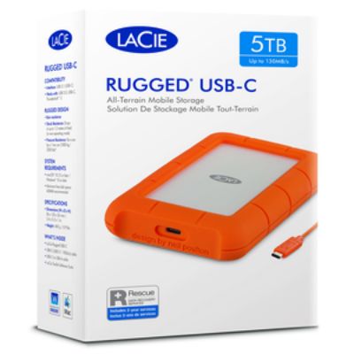 Seagate LACIE RUGGED USB-C 1 TB External Portable Hard Drive [STFR1000800]; 256-6062