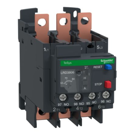 Schneider Electric Thermal Overload Relay 1 NO + 1 NC, TeSys [LRD3806]; 256-6707