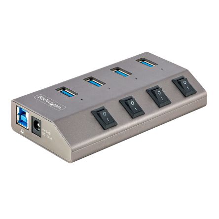 StarTech.com 4 Port USB 3.0 USB A, USB B USB C Hub, AC Adapter Powered, 2.3 x 0.8 x 4.5in [5G4AIBS-USB-HUB-EU]; 256-6912