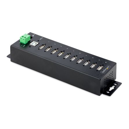 StarTech.com 10 Port USB 2.0 USB A USB 2.0 Hub, Terminal Connector Powered, 19.8 x 3.1 x 5.6cm [USB210AIND-USB-A-HUB]; 256-7010