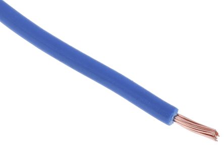 RS PRO Blue 0.5mm² Hook Up Wire, 22 AWG, 16/0.2mm, 100m, PVC Insulation [0]; 256-7014