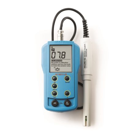Hanna Instruments HI-9811-51 pH Meter, 0.1pH Accuracy, 0.1pH Resolution, 14pH Max, +70 °C Max [HI-9811-51]; 256-9827