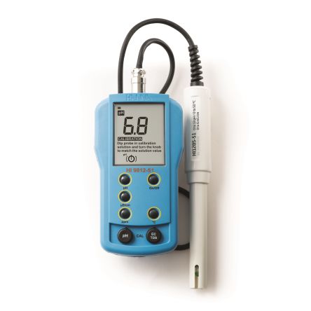 Hanna Instruments HI-9812-51 pH Meter, 0.1pH Accuracy, 0.1pH Resolution, 14pH Max, +70 °C Max [HI-9812-51]; 256-9828