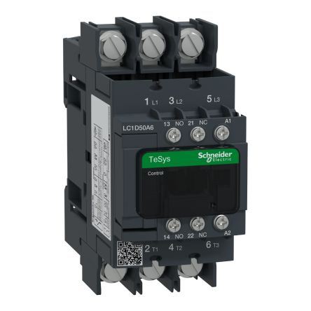 Schneider Electric TeSys D LC1D Contactor, 3-Pole, 50 A, 1 NO + 1 NC [LC1D50A6M7]; 257-0767