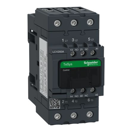 Schneider Electric TeSys D LC1D Contactor, 127 V Coil, 3-Pole, 50 A, 33 kW, 1 NO + 1 NC [LC1D50AFC7]; 257-0768
