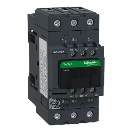 Schneider Electric TeSys D LC1D Contactor, 3-Pole, 65 A, 1 NO + 1 NC [LC1D65AK7]; 257-0792
