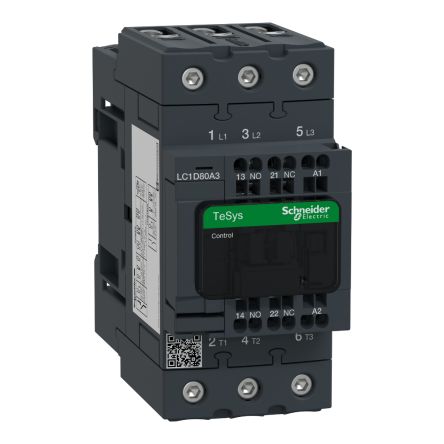 Schneider Electric TeSys D LC1D Contactor, 3-Pole, 80 A, 1 NO + 1 NC [LC1D80A3P7]; 257-0817