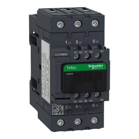 Schneider Electric TeSys D LC1D Contactor, 3-Pole, 80 A, 1 NO + 1 NC [LC1D80AF7]; 257-0822