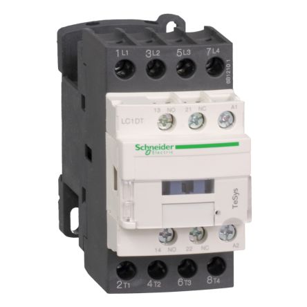 Schneider Electric TeSys D LC1D Contactor, 220 V ac Coil, 4-Pole, 32 A, 1 NO + 1 NC [LC1DT326M7]; 257-0870