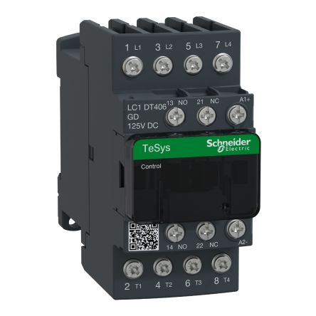 Schneider Electric TeSys D LC1D Contactor, 125 V dc Coil, 4-Pole, 40 A, 1 NO + 1 NC [LC1DT406GD]; 257-0872